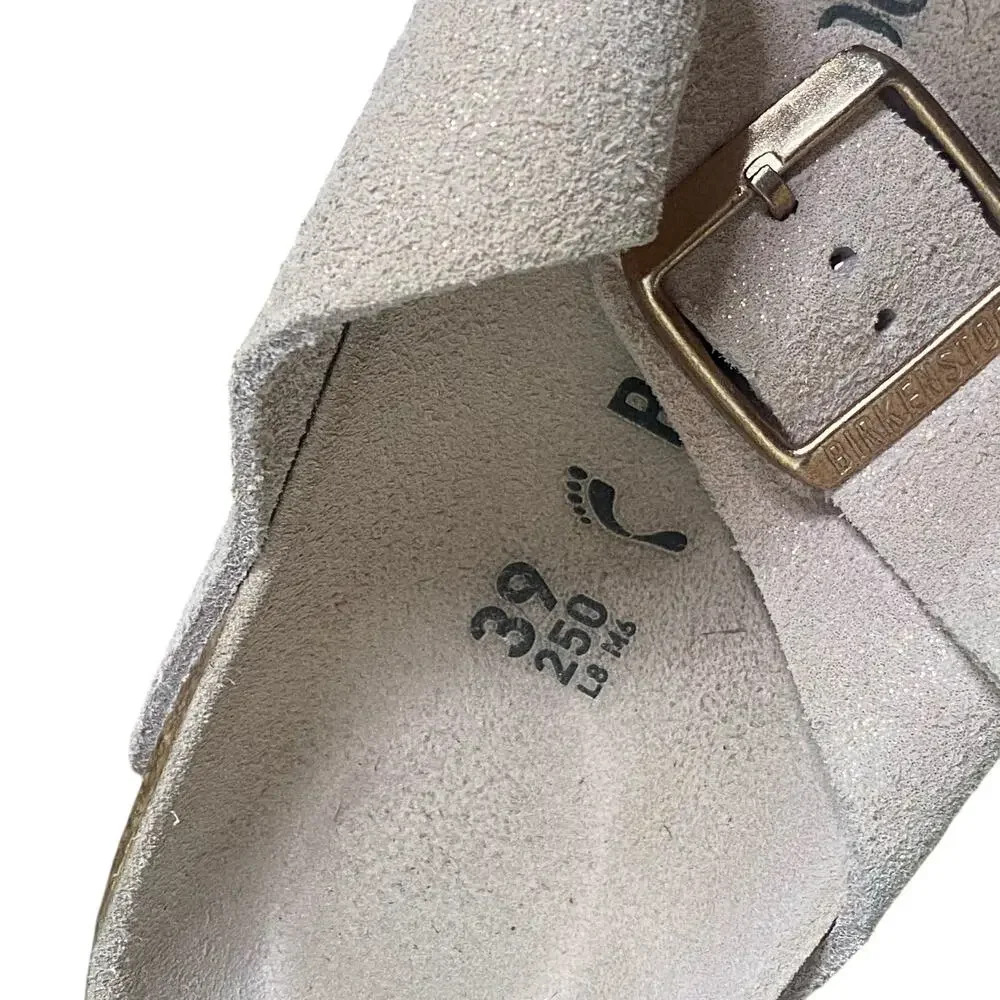 BIRKENSTOCK ARIZONA LIGHT ROSE SUEDE LEATHER Rose Gold Glitter 8